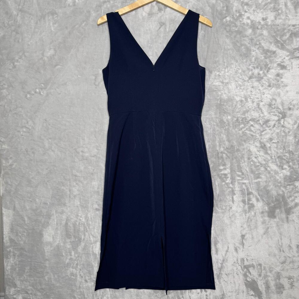 Vince Camuto Dress Womens 10 Navy Blue Sleeveless V Neck Button Sheath Career - Picture 2 of 11